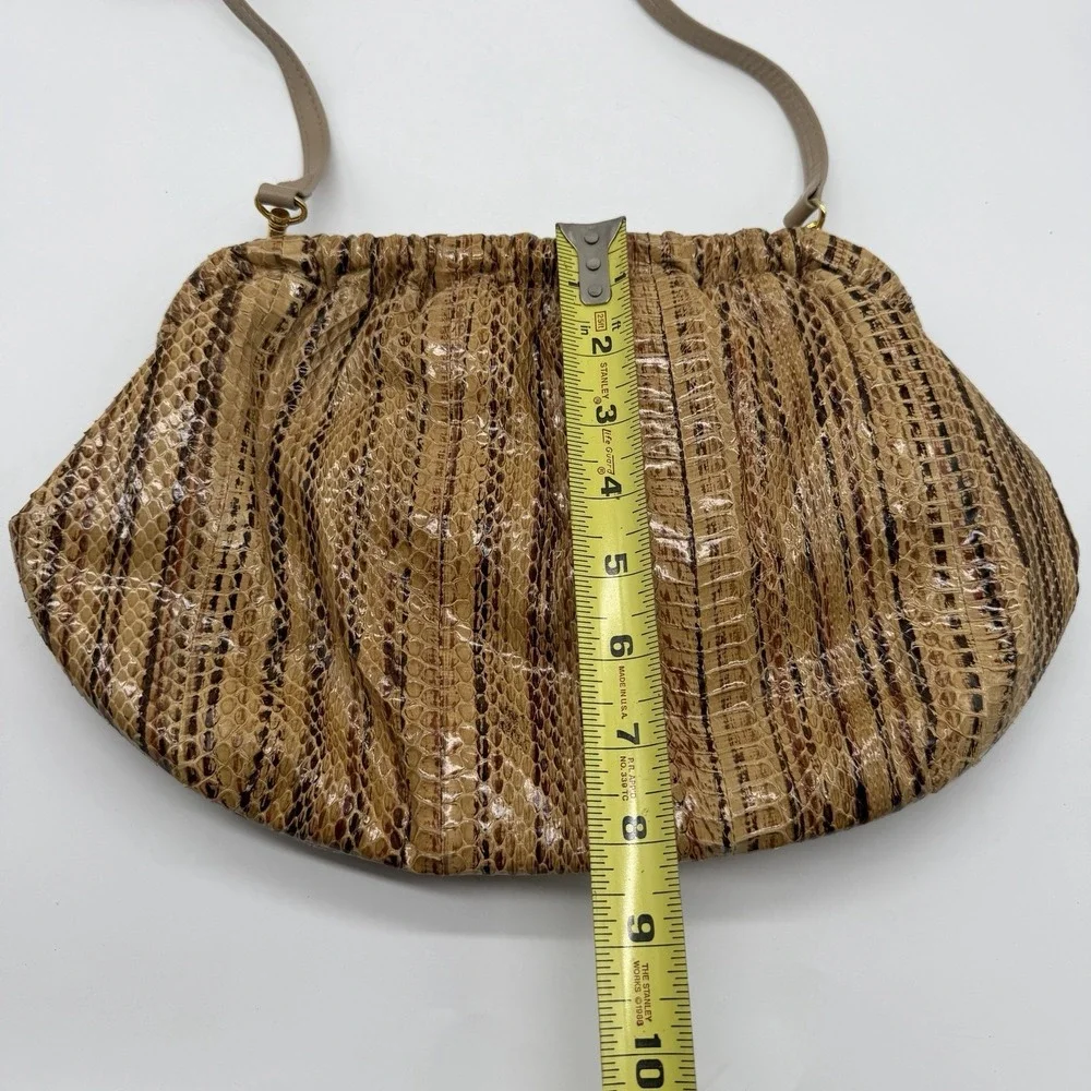 Vintage J Renee Snake Print Shoulder Bag Brown Tan Faux Snakeskin Purse